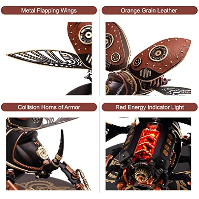 GIFT FOR TEEN BOYS/MEN/HOBBYIST, BIRTHDAY GIFT IDEA, MI01 PLASTIC MODEL KIT, 156 PIECES MECHANICAL 3D PUZZLES, RHINOCEROS BEETLE MODEL BUILDING KITS - Image 3